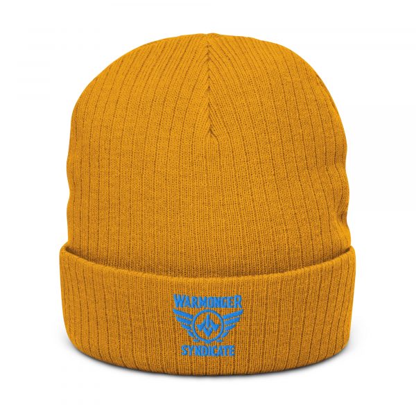 Aqua Embroidered Brand Logo Beanie | Ribbed