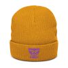 Purple Embroidered Brand Logo Beanie | Ribbed
