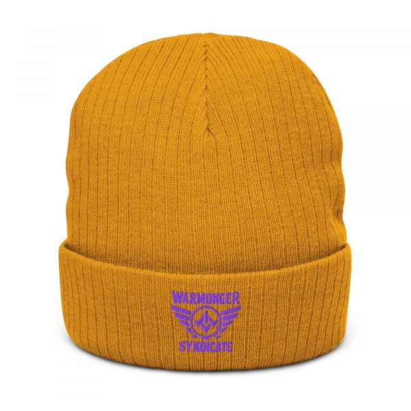 Purple Embroidered Brand Logo Beanie | Ribbed