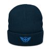 ribbed-knit-beanie-navy-front-68b8e7dfa79e8.jpg Aqua Embroidered Logo Beanie | Ribbed