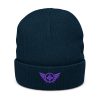 Purple Embroidered Logo Beanie | Ribbed