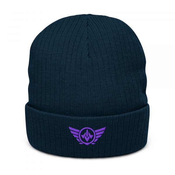 Purple Embroidered Logo Beanie | Ribbed