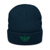 Kelly Green Embroidered Logo Beanie | Ribbed