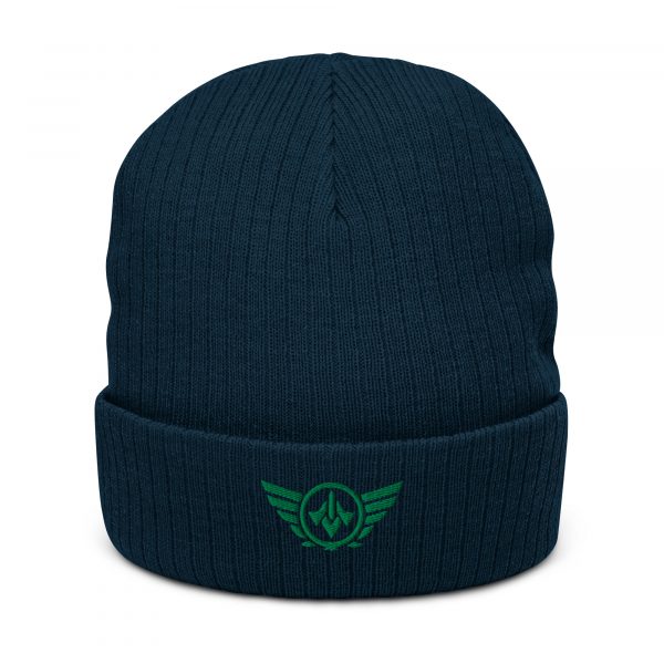 Kelly Green Embroidered Logo Beanie | Ribbed