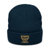 Old Gold Embroidered Brand Logo Beanie | Ribbed