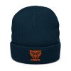 Orange Embroidered Brand Logo Beanie | Ribbed