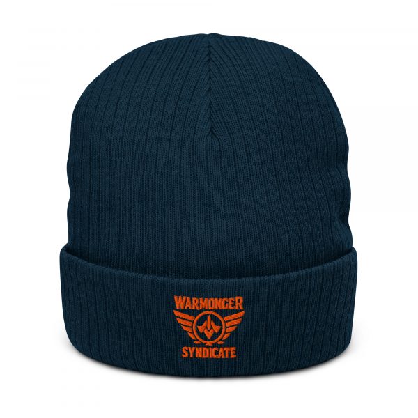 Orange Embroidered Brand Logo Beanie | Ribbed