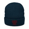 Maroon Embroidered Brand Logo Beanie | Ribbed