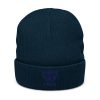 Navy Embroidered Brand Logo Beanie | Ribbed