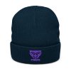 Purple Embroidered Brand Logo Beanie | Ribbed