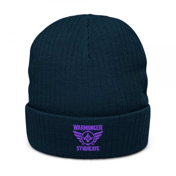 Purple Embroidered Brand Logo Beanie | Ribbed