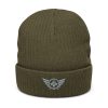Grey Embroidered Logo Beanie | Ribbed