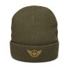 Old Gold Embroidered Logo Beanie | Ribbed
