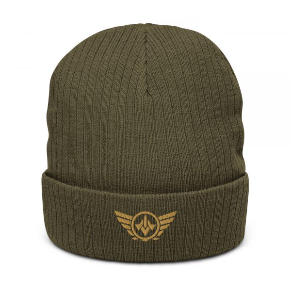 Old Gold Embroidered Logo Beanie | Ribbed