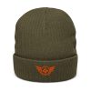 Orange Embroidered Logo Beanie | Ribbed