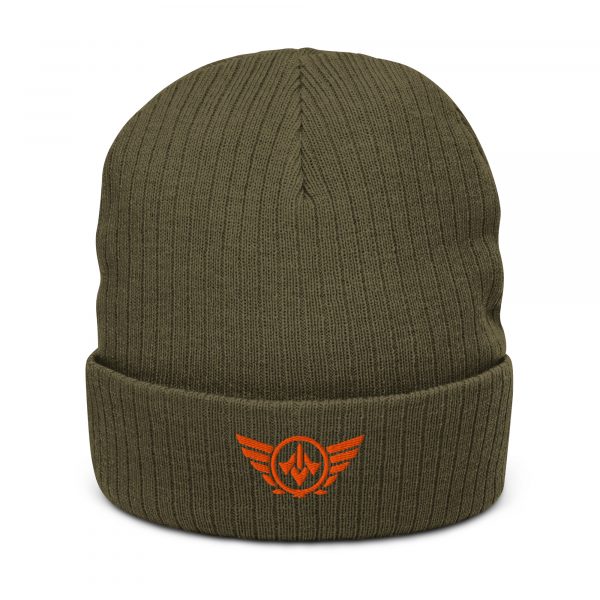 Orange Embroidered Logo Beanie | Ribbed