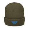 ribbed-knit-beanie-olive-front-68b8e7dfa7a7c.jpg Aqua Embroidered Logo Beanie | Ribbed