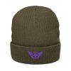 Purple Embroidered Logo Beanie | Ribbed