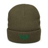 Kelly Green Embroidered Logo Beanie | Ribbed