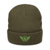 Kiwi Green Embroidered Logo Beanie | Ribbed