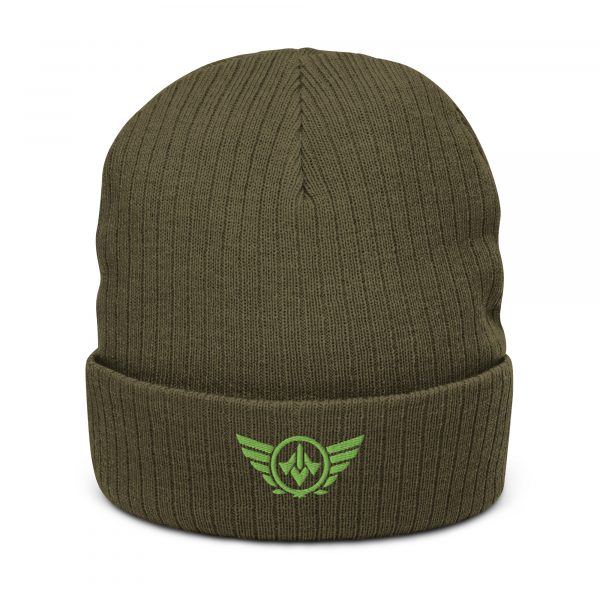 Kiwi Green Embroidered Logo Beanie | Ribbed
