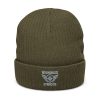 Grey Embroidered Brand Logo Beanie | Ribbed