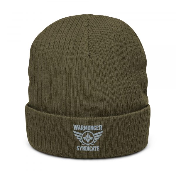Grey Embroidered Brand Logo Beanie | Ribbed