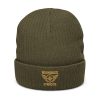 Old Gold Embroidered Brand Logo Beanie | Ribbed