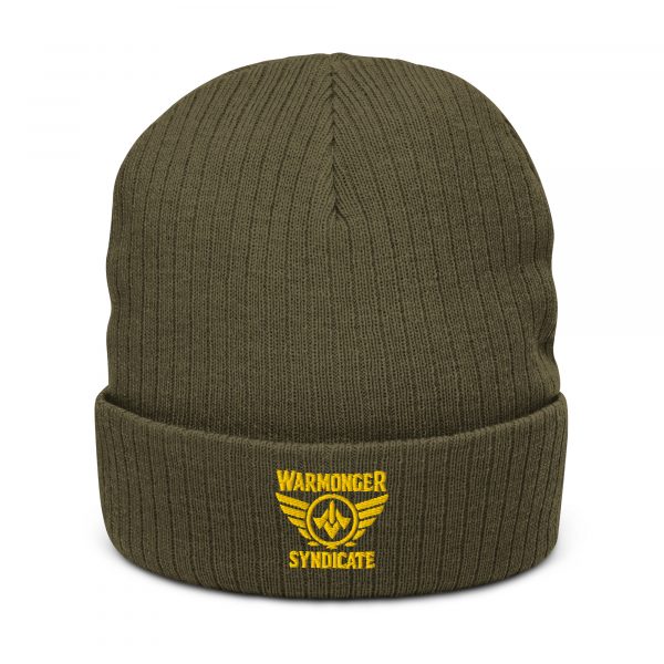 Gold Embroidered Brand Logo Beanie | Ribbed