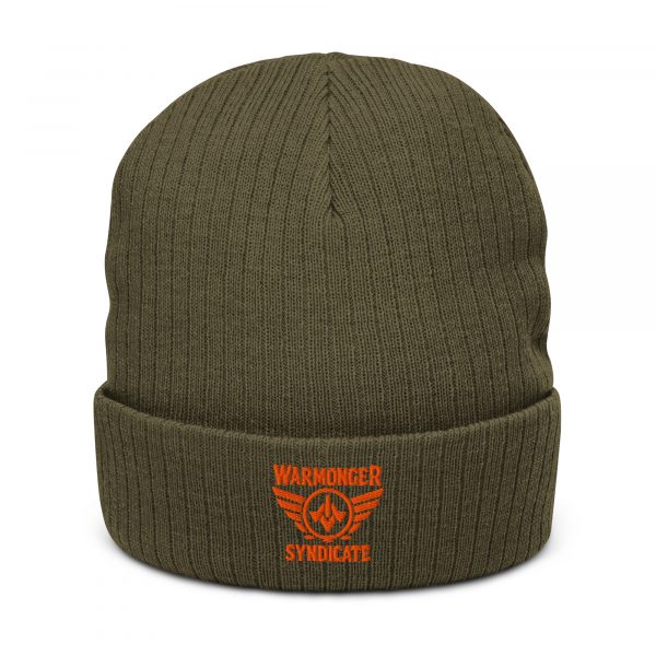 Orange Embroidered Brand Logo Beanie | Ribbed