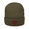 Maroon Embroidered Brand Logo Beanie | Ribbed