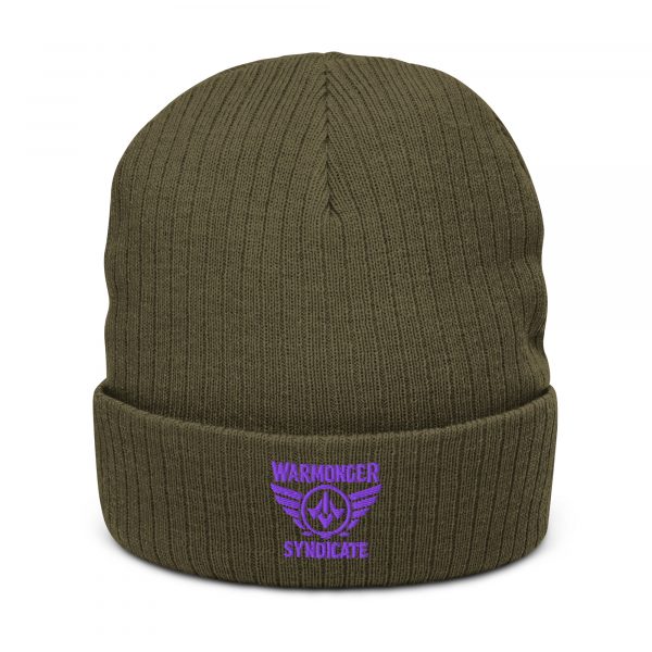 Purple Embroidered Brand Logo Beanie | Ribbed