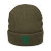 Kelly Green Embroidered Brand Logo Beanie | Ribbed