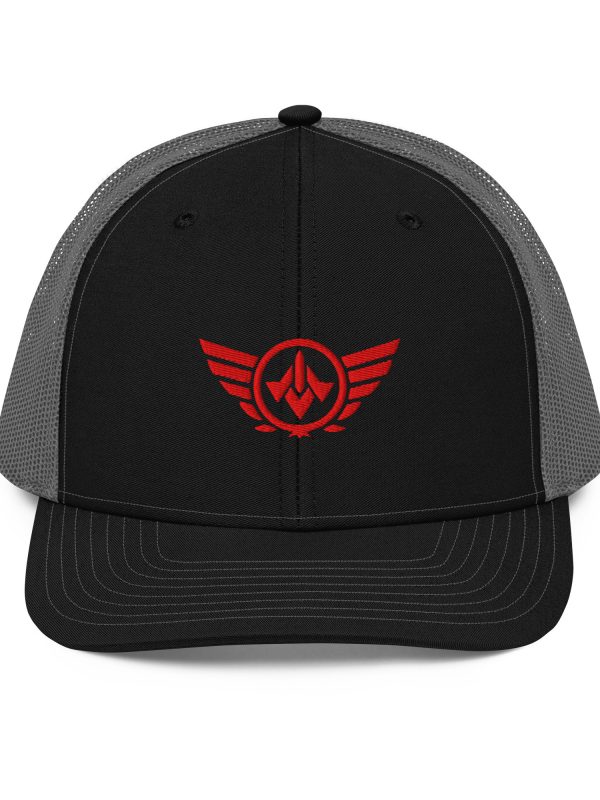 Red Embroidered Logo Trucker Hat | Premium