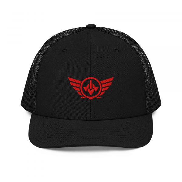 Red Embroidered Logo Trucker Hat | Premium