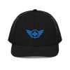 snapback-trucker-cap-black-front-68ba7224401c6.jpg Aqua Embroidered Logo Trucker Hat | Premium
