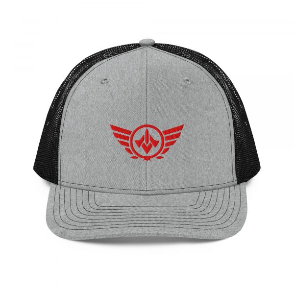 Red Embroidered Logo Trucker Hat | Premium