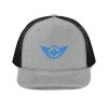 snapback-trucker-cap-heather-grey-black-front-68ba7224408f5.jpg Aqua Embroidered Logo Trucker Hat | Premium