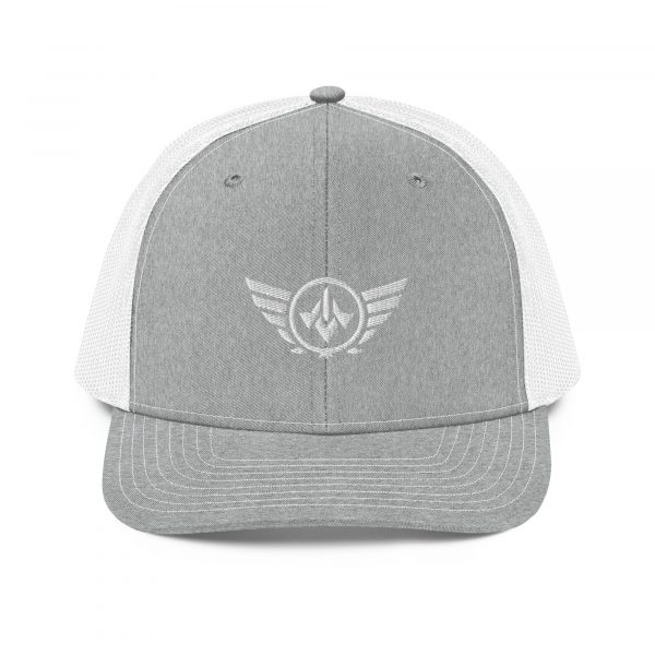 White Embroidered Logo Trucker Hat | Premium