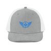 snapback-trucker-cap-heather-grey-white-front-68ba7224407bd.jpg Aqua Embroidered Logo Trucker Hat | Premium