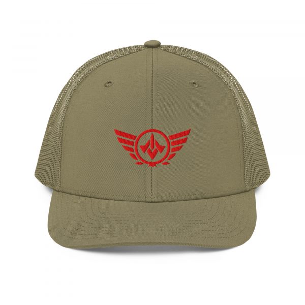 Red Embroidered Logo Trucker Hat | Premium