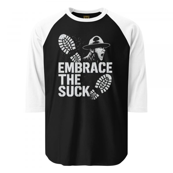 unisex-34-sleeve-raglan-shirt-black-white-front-68c1745b09b4f.jpg Embrace The Suck 3/4 Raglan | Classic | 2X