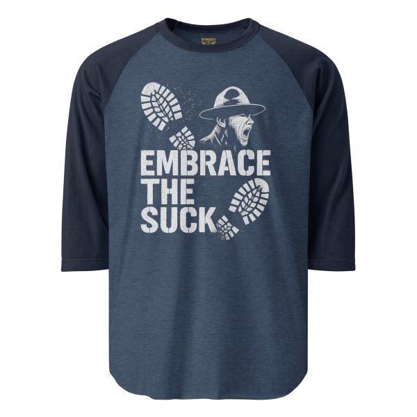 unisex-34-sleeve-raglan-shirt-heather-denim-navy-front-68b65184e36d8.jpg Embrace The Suck 3/4 Raglan | Classic | XS-XL