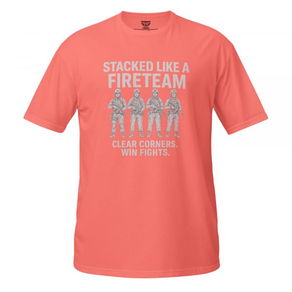 unisex-basic-softstyle-t-shirt-coral-silk-front-68b53e68e6be4.jpg Stacked Like A Fireteam Tee | Classic | S-XL