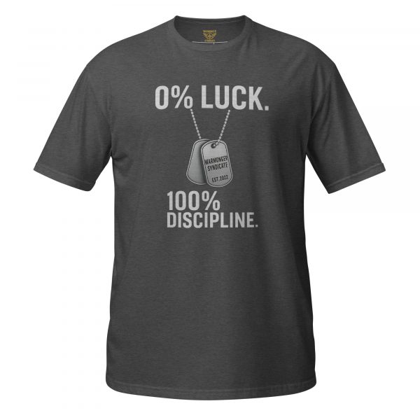 unisex-basic-softstyle-t-shirt-dark-heather-grey-front-68bcef28caeda.jpg 0% Luck 100% Discipline Tee | Classic | 2-3X