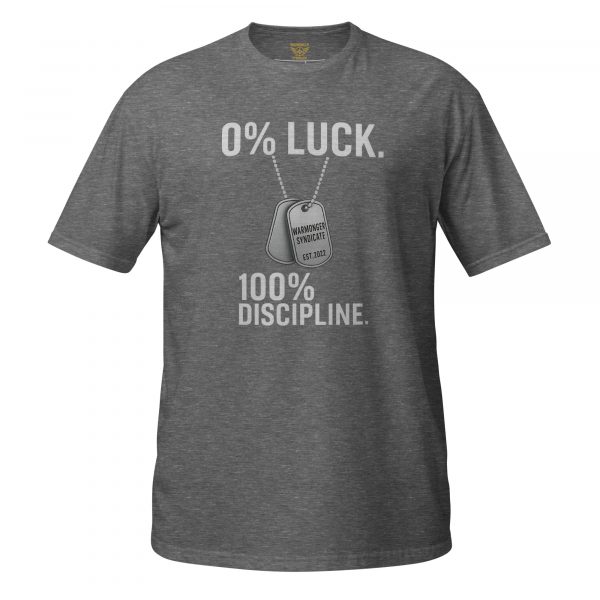 unisex-basic-softstyle-t-shirt-graphite-heather-front-68bcef28d7fca.jpg 0% Luck 100% Discipline Tee | Classic | 2-3X