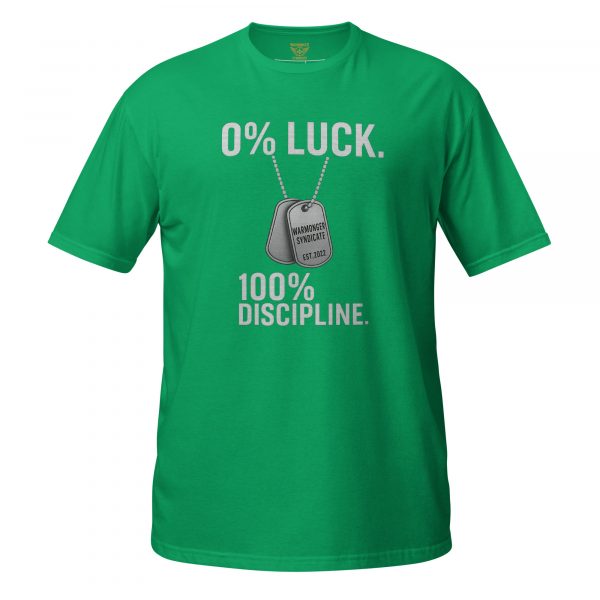 unisex-basic-softstyle-t-shirt-irish-green-front-68bcef28f2fe2.jpg 0% Luck 100% Discipline Tee | Classic | 2-3X