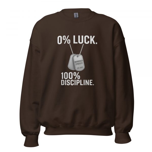 unisex-crew-neck-sweatshirt-dark-chocolate-front-68b78932ceed9.jpg 0% Luck 100% Discipline Crewneck | Classic | S-XL