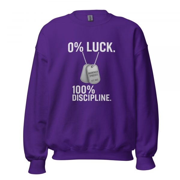 unisex-crew-neck-sweatshirt-purple-front-68b78932d2c90.jpg 0% Luck 100% Discipline Crewneck | Classic | S-XL
