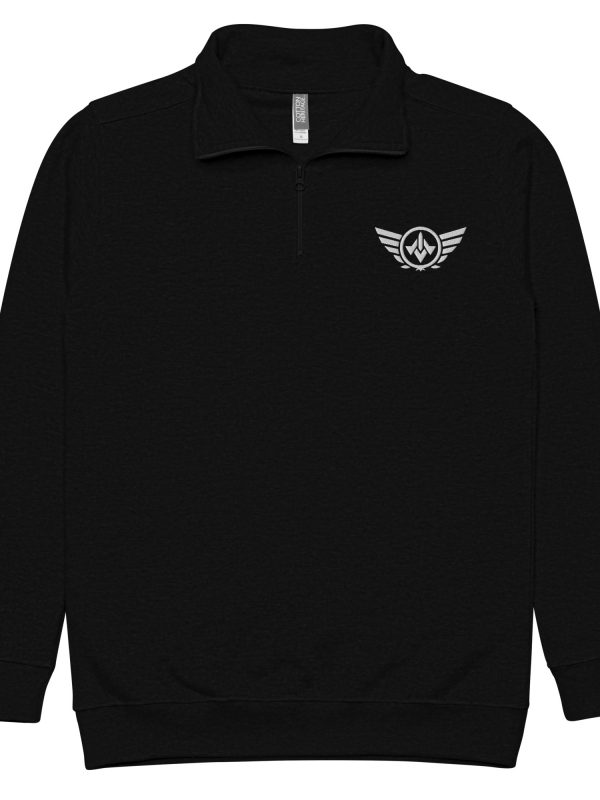 White Embroidered Logo 1/4 Zip Fleece Pullover | Premium | S-XL